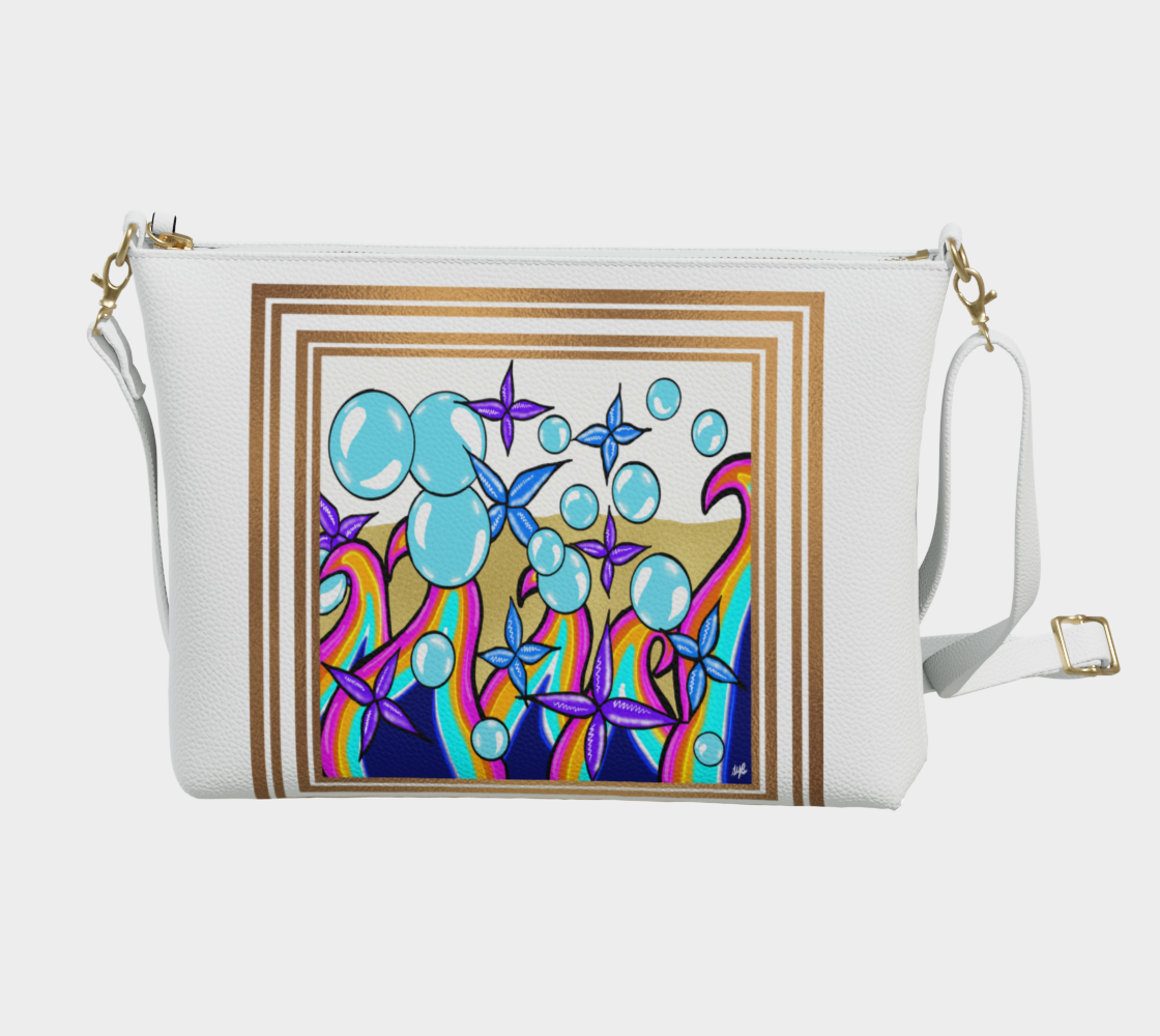 Bubble Rave Framed - Vegan Leather Crossbody Purse - White