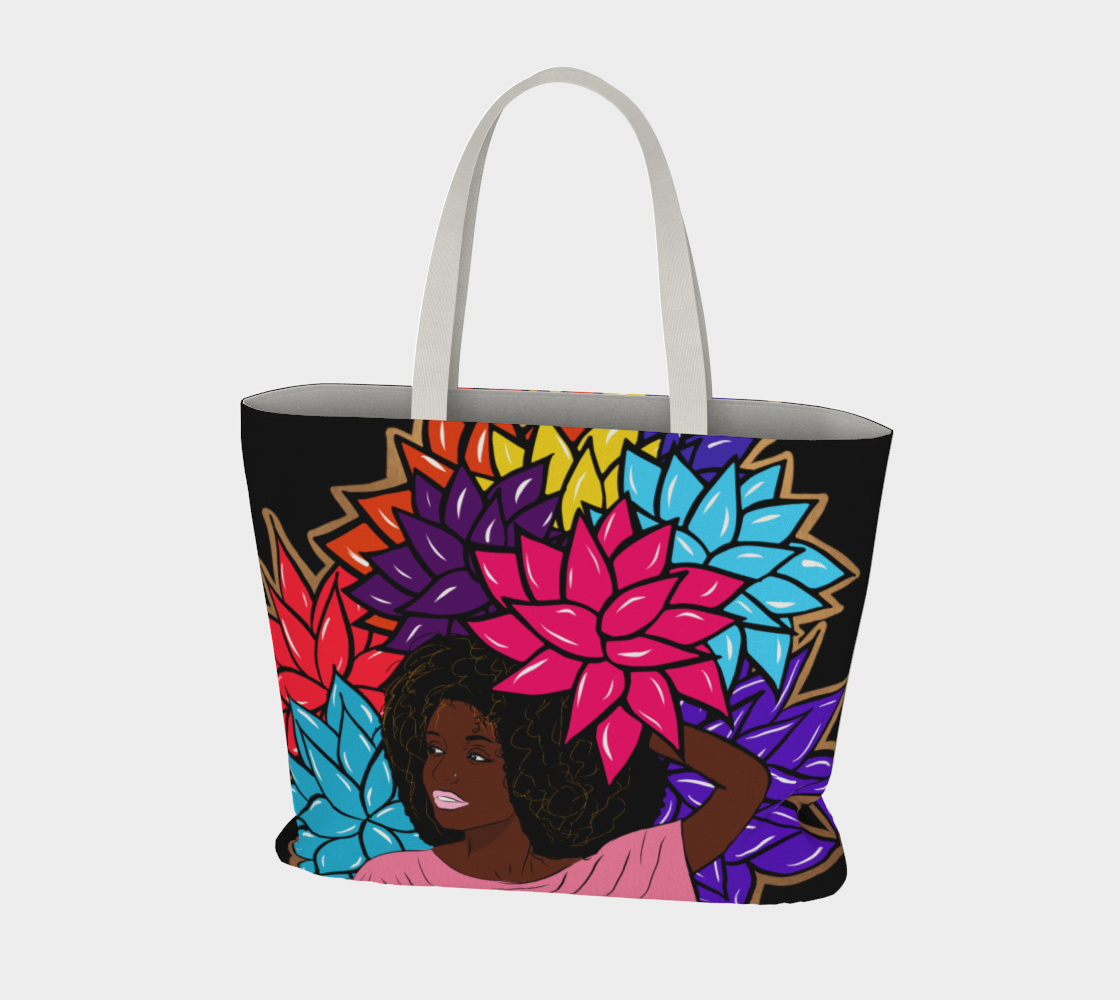 Beauty with Flowers - Large Tote bag - black