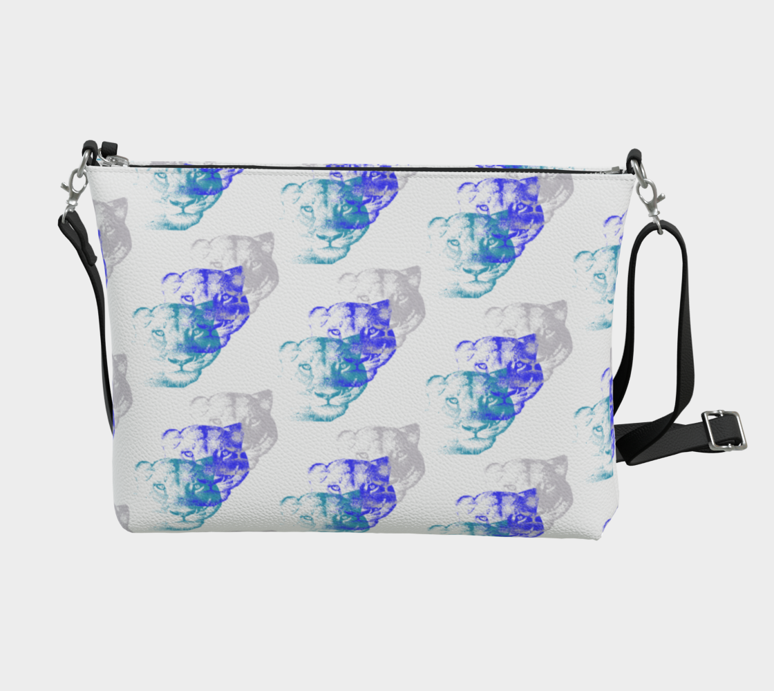 Lioness Arising Pattern - Vegan Leather Crossbody -wht