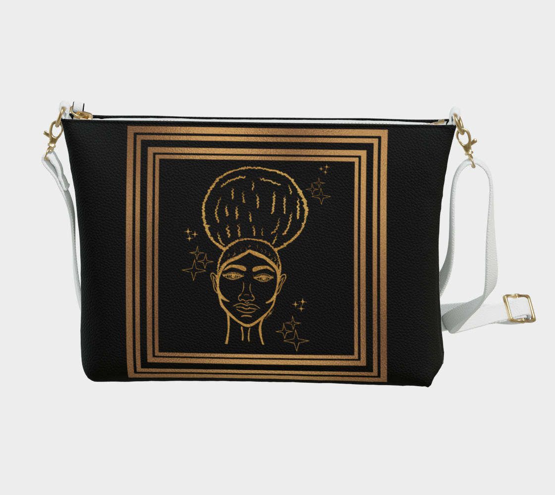 Afro Beauty Sparkle Framed - Vegan Leather Crossbody - black