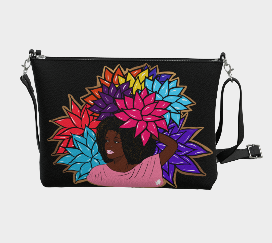 Beauty with Flowers - Vegan Leather Crossbody Purse