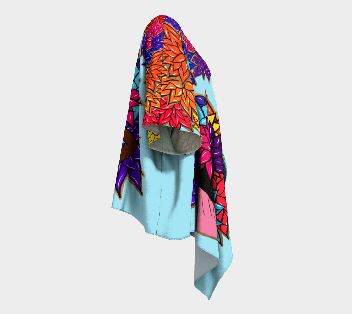 Beauty with Flowers -Draped Kimono - lt. blue