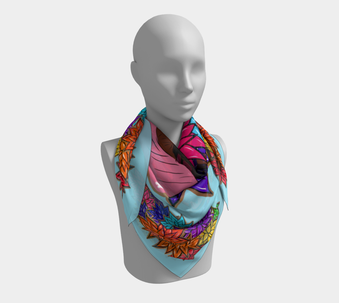Beauty with Flowers - Square Scarf - lt. blue
