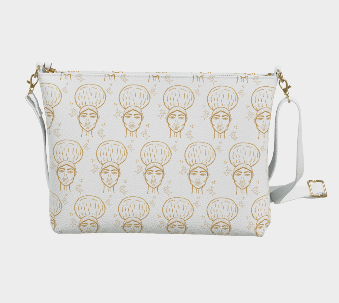 Afro Beauty Sparkle Pattern - Vegan Leather Crossbody - white