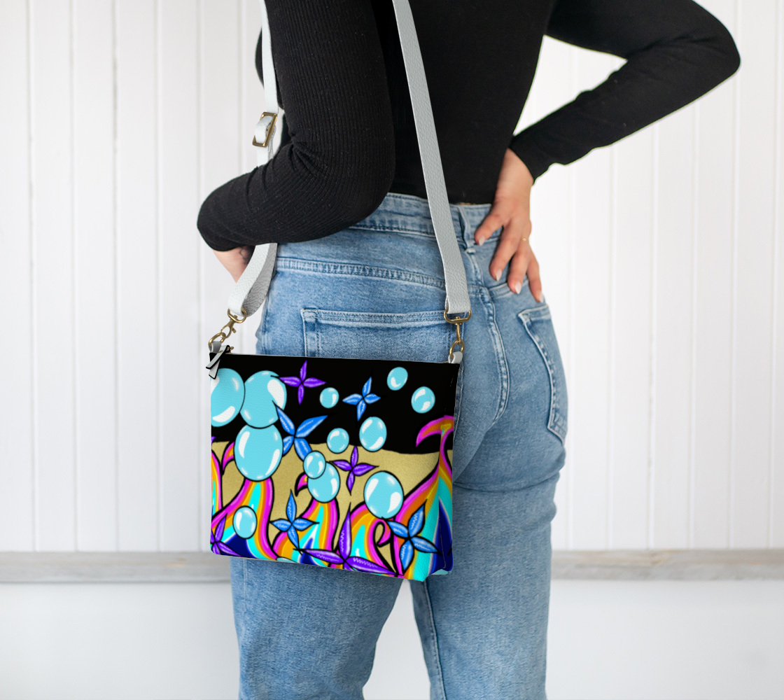 Bubble Rave - Vegan Leather Crossbody - Black