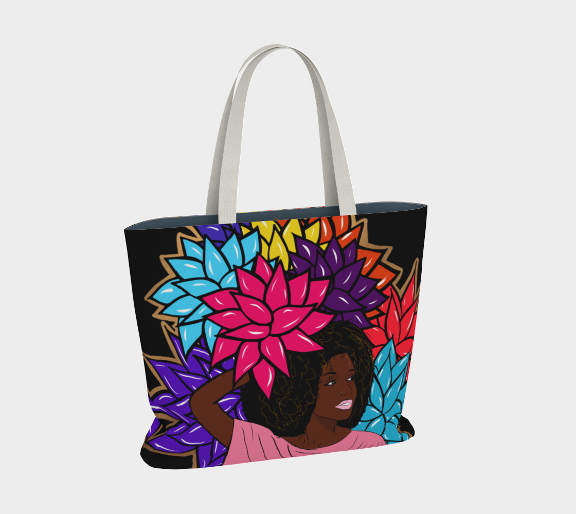 Beauty with Flowers - Large Tote bag - black