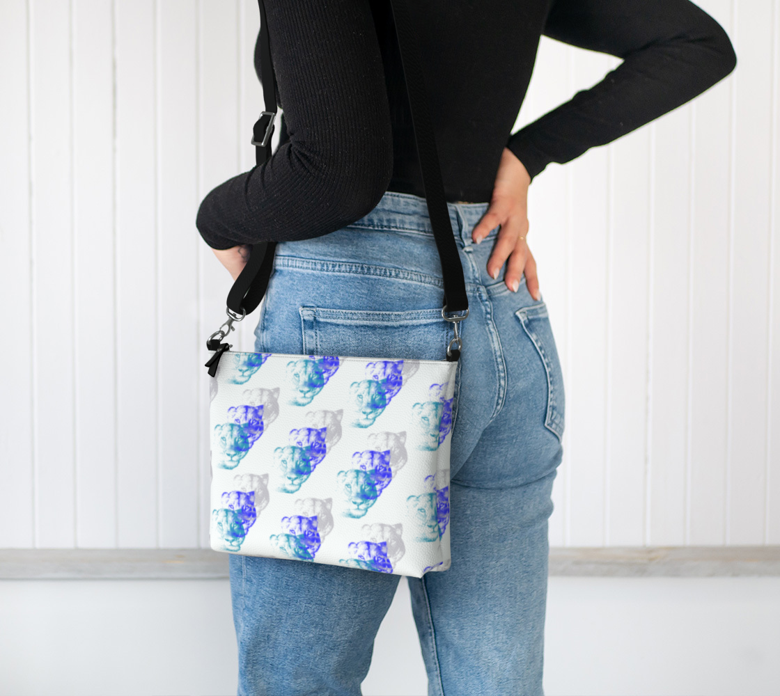 Lioness Arising Pattern - Vegan Leather Crossbody -wht