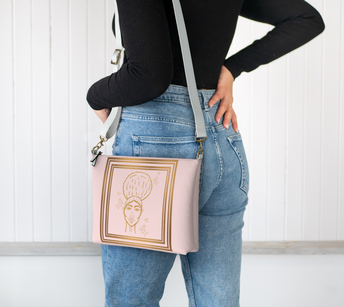 Afro Beauty Sparkle Framed - Vegan Leather Crossbody - pink
