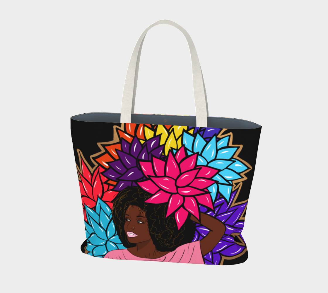 Beauty with Flowers - Large Tote bag - black