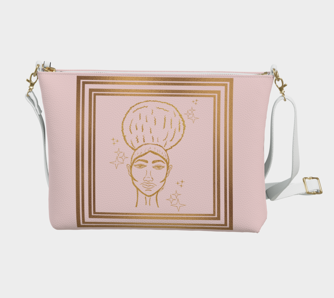 Afro Beauty Sparkle Framed - Vegan Leather Crossbody - pink