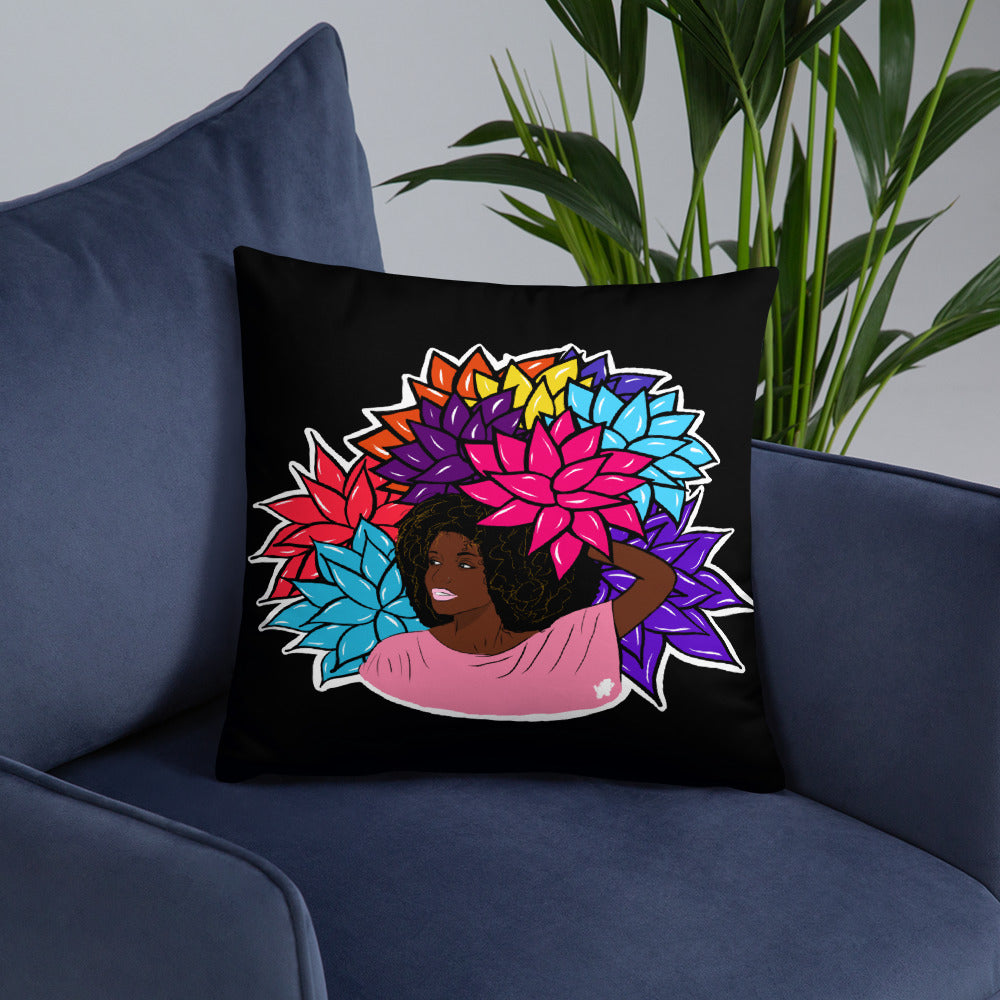 Beauty with Flowers - Throw Pillow