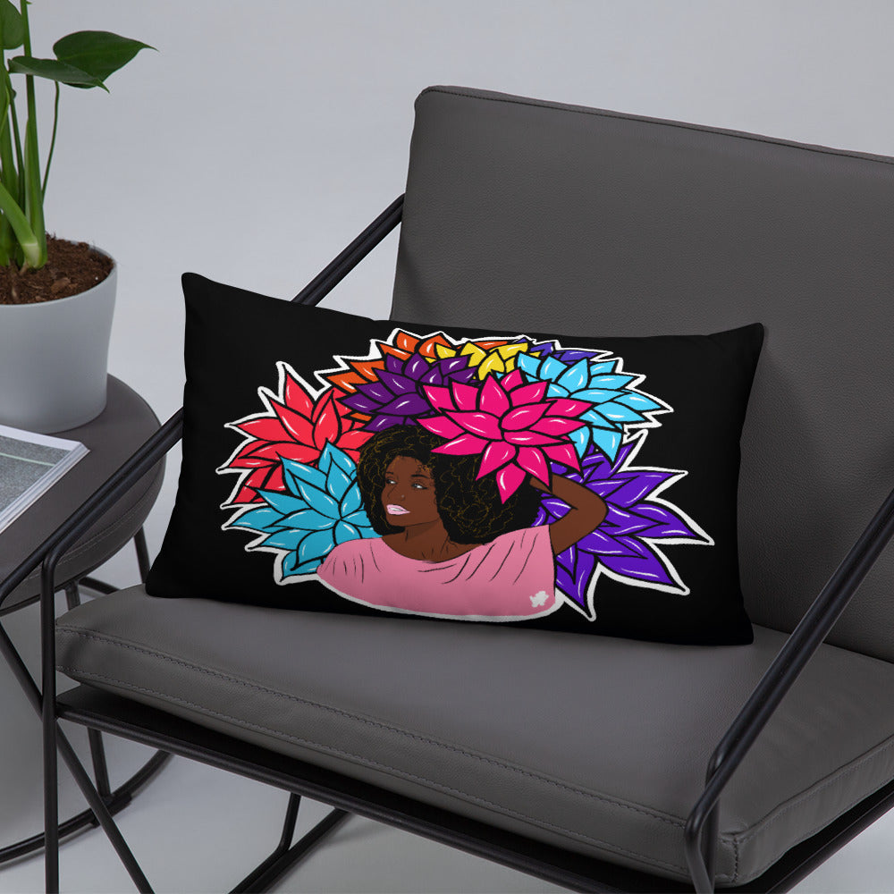 Beauty with Flowers - Throw Pillow