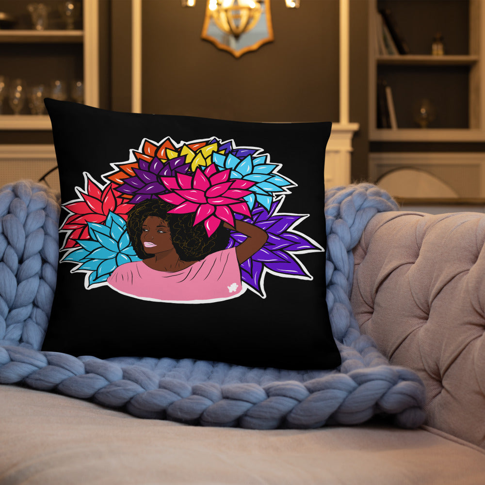 Beauty with Flowers - Throw Pillow