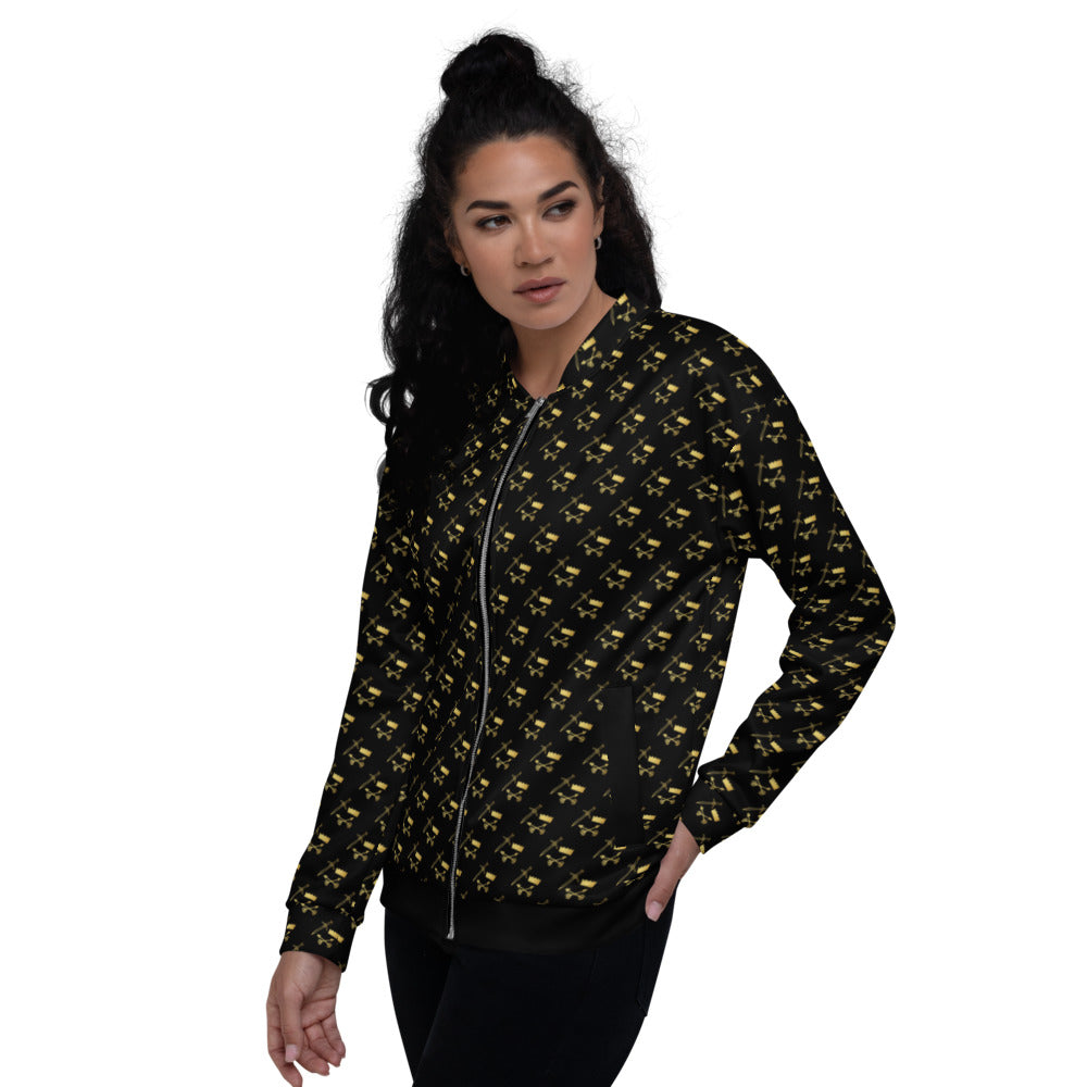 Gold and Bold Warrior - Unisex Bomber Jacket - black