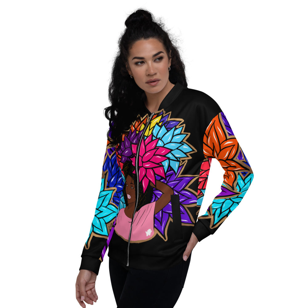 Beauty with Flowers - Unisex Bomber Jacket - black