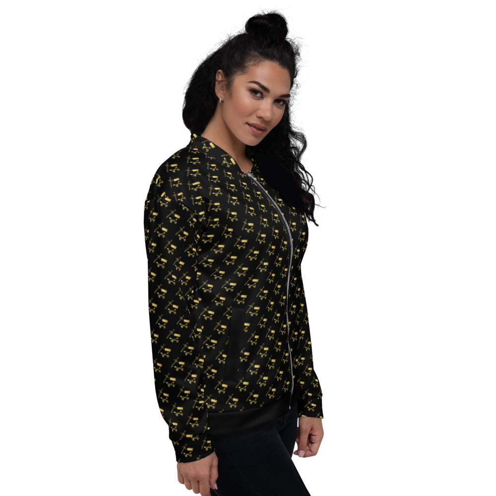 Gold and Bold Warrior - Unisex Bomber Jacket - black