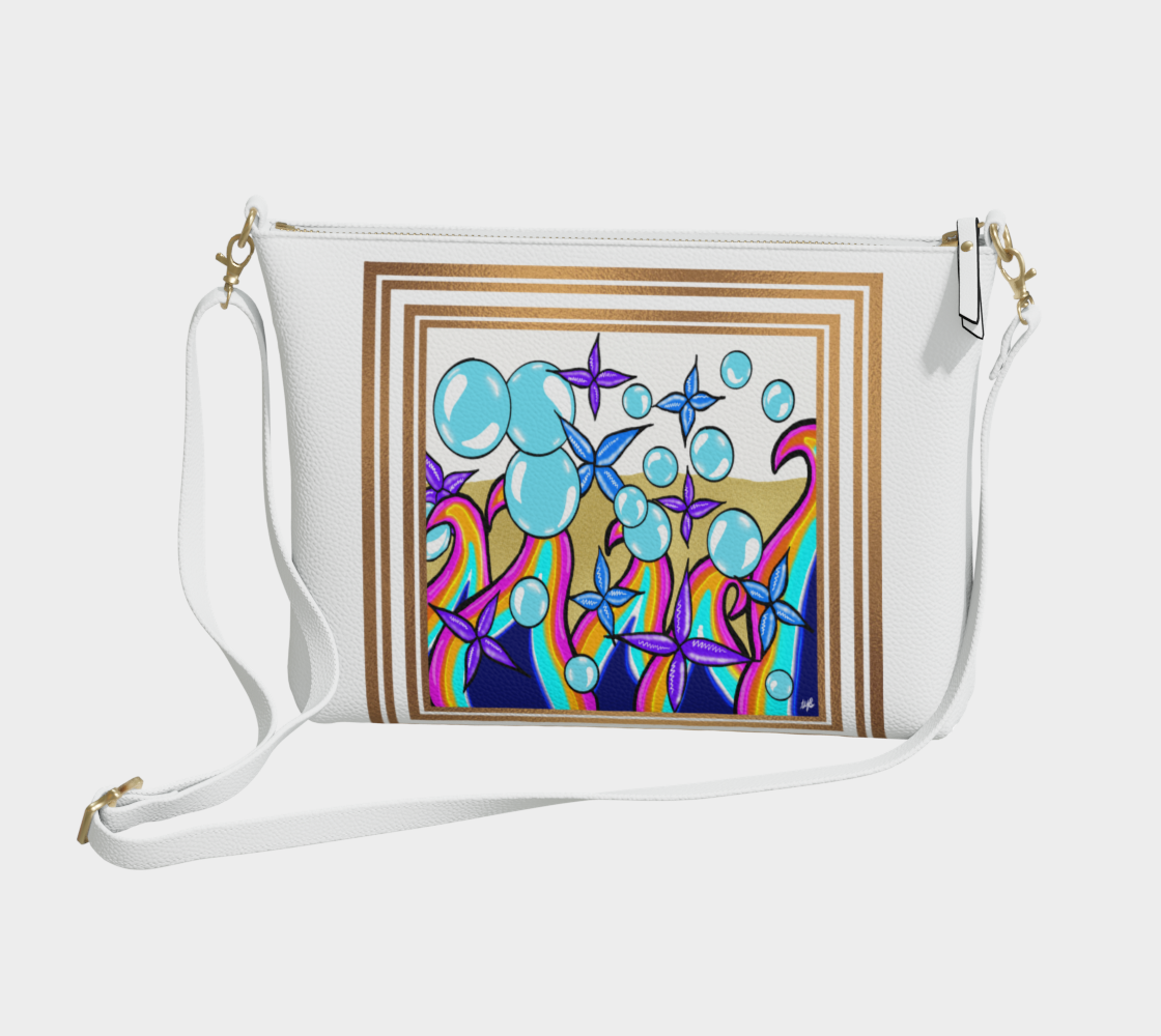 Bubble Rave Framed - Vegan Leather Crossbody Purse - White