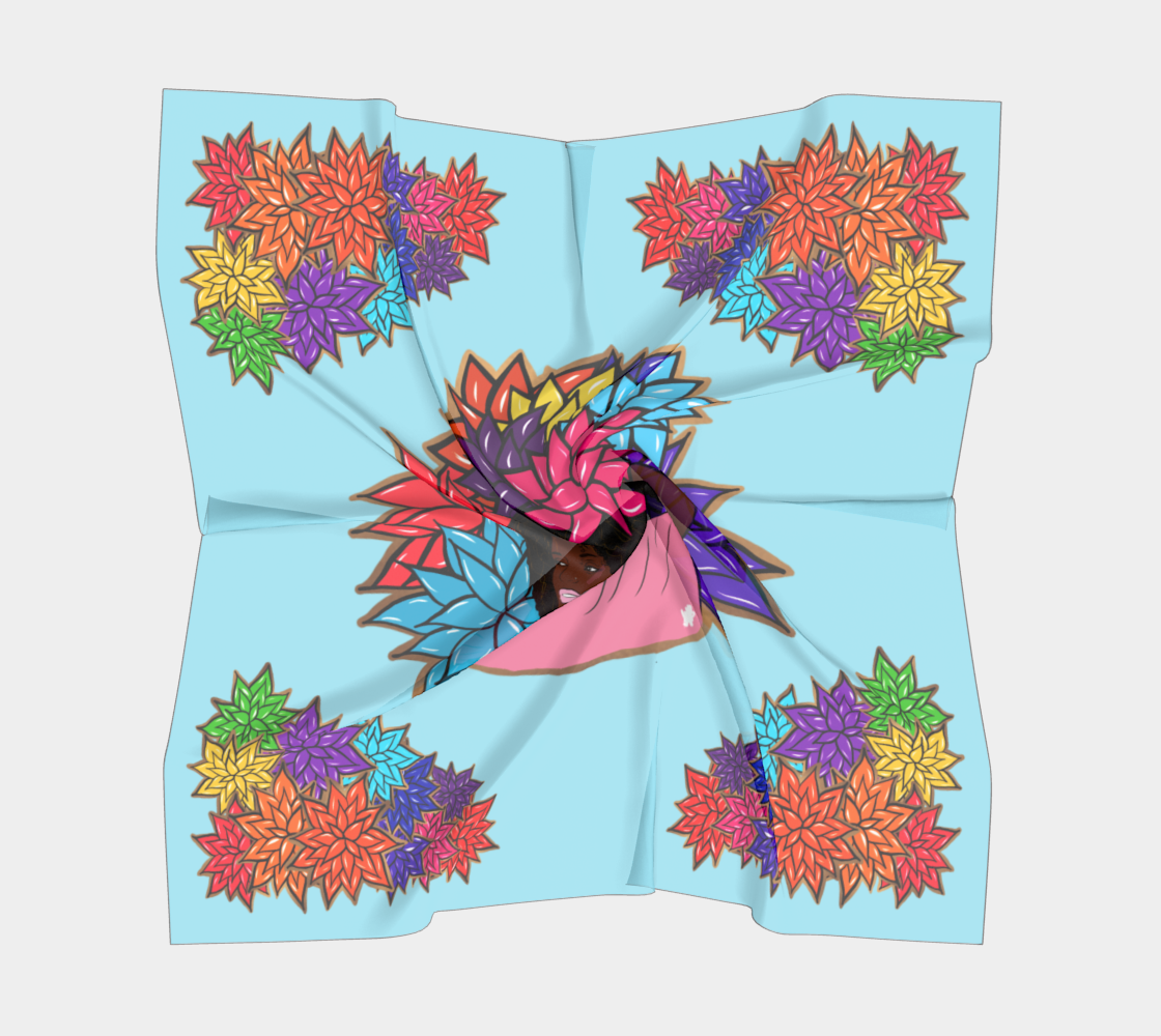Beauty with Flowers - Square Scarf - lt. blue