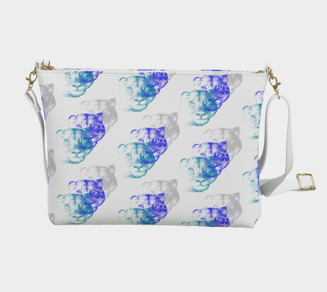 Lioness Arising Pattern - Vegan Leather Crossbody - white