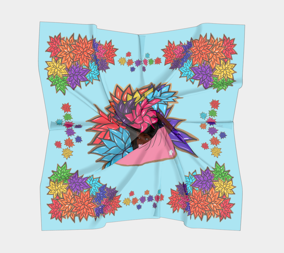 Beauty with Flowers - Square Scarf - lt. blue