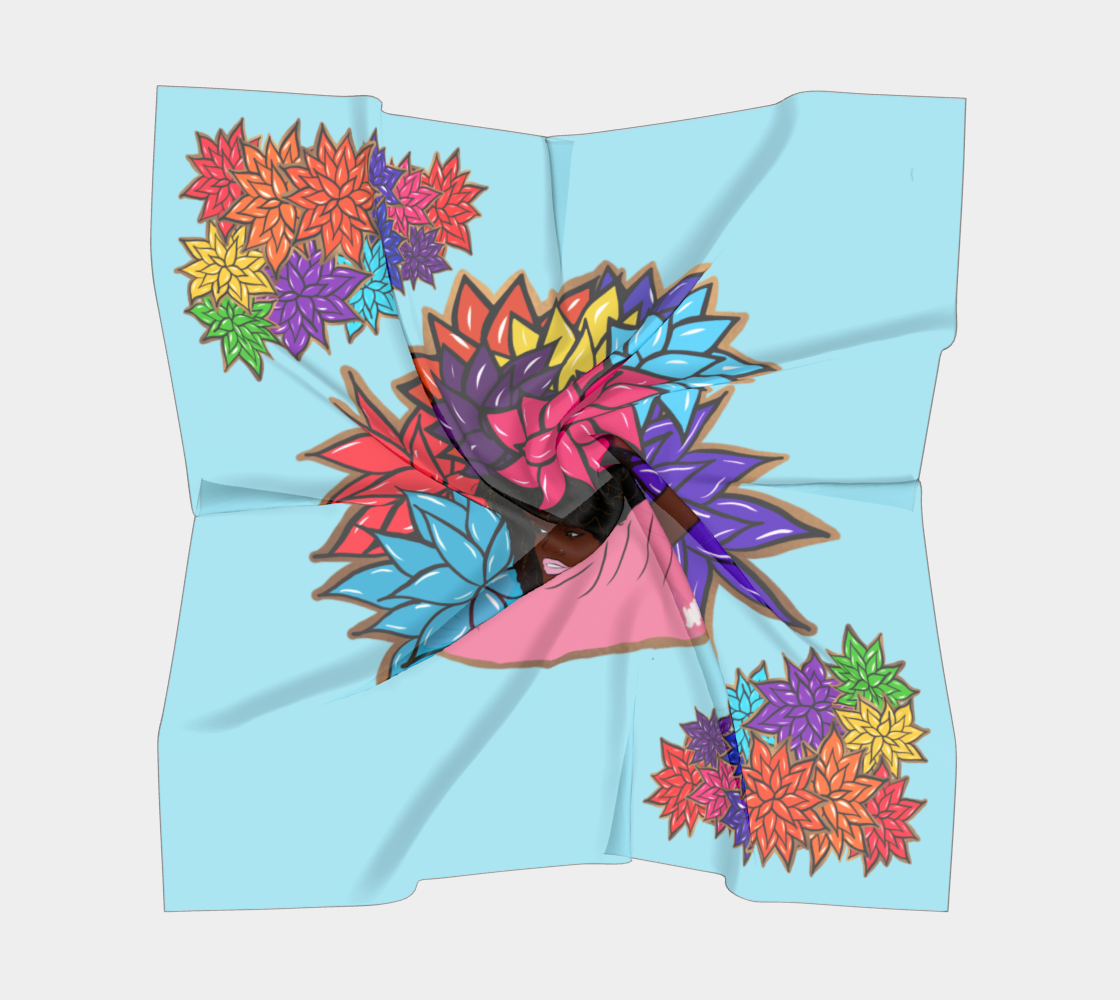 Beauty with Flowers - Square Scarf - lt. blue