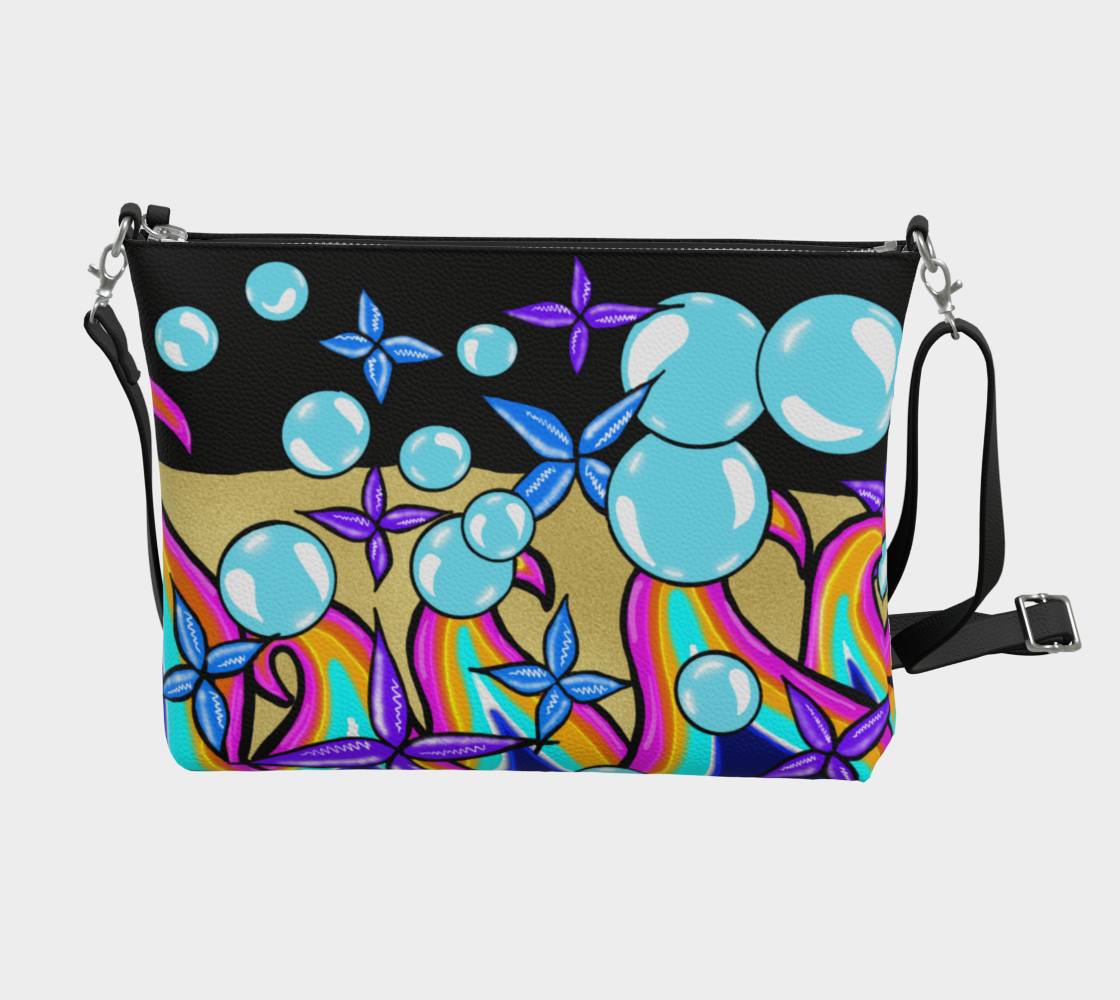 Bubble Rave - Vegan Leather Crossbody - Black