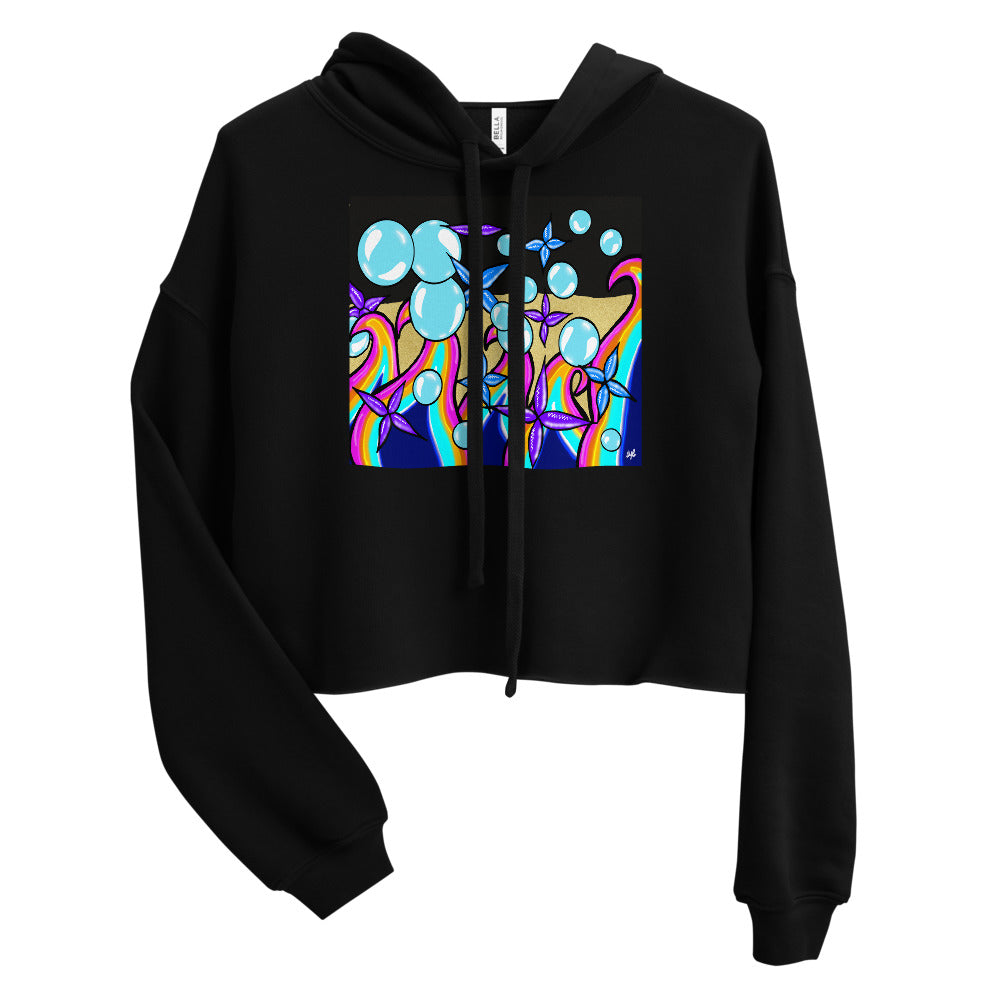 Bubble Rave - Crop Hoodie - black