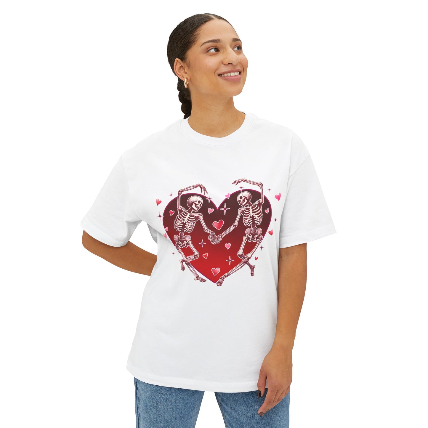 Skeleton Heart Lovers - Unisex Oversized Boxy T-shirt