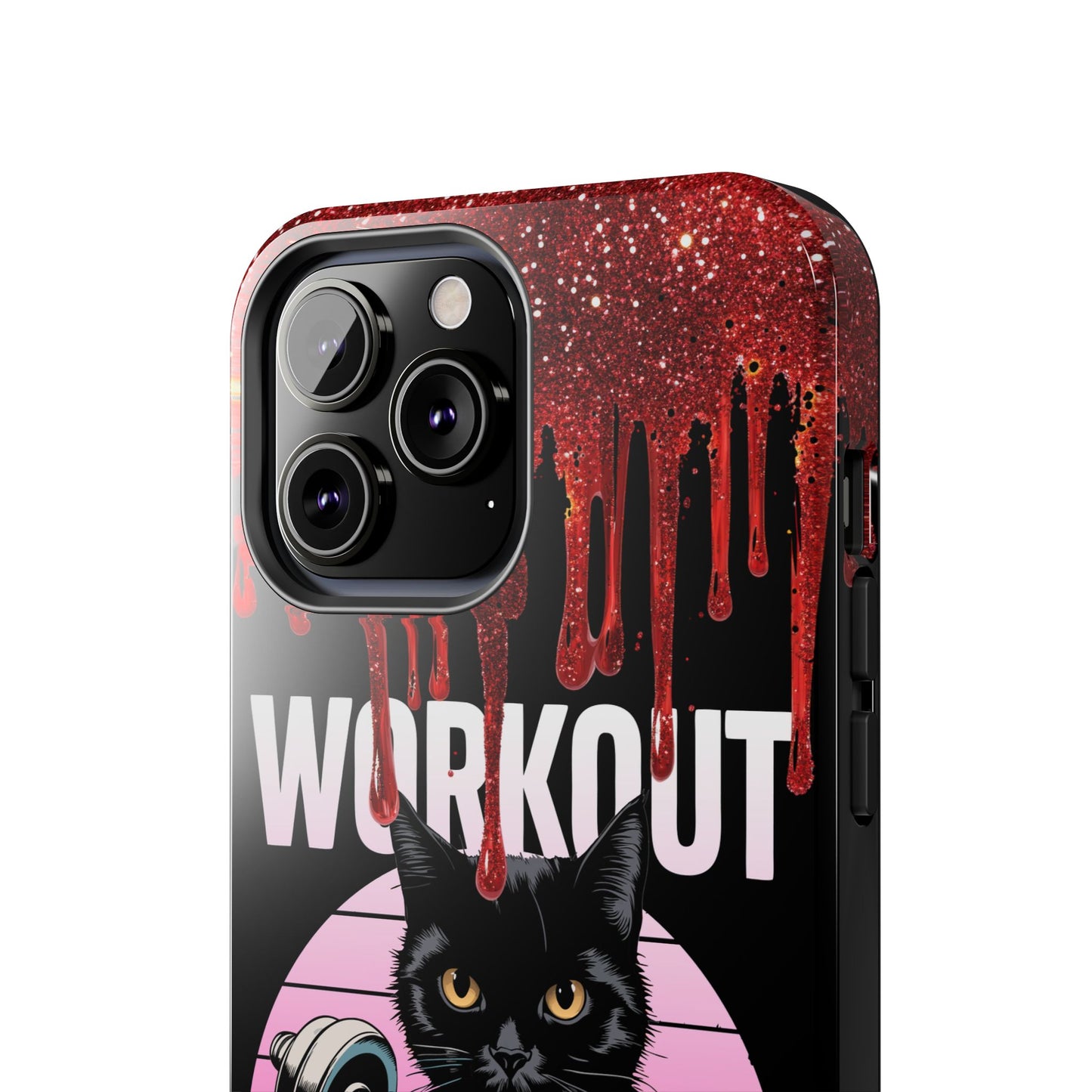 Edgy Cat Tough Phone Case - 'Workout Because Murder Is Wrong'