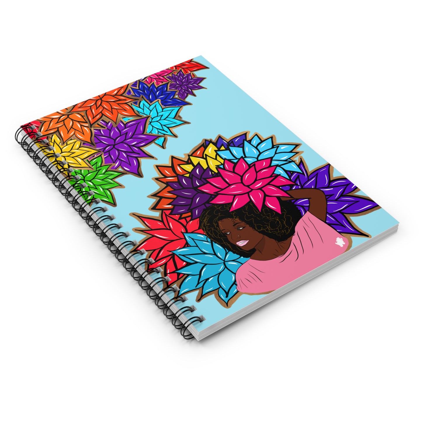 Beauty with Flowers - Spiral Notebook - Ruled Line