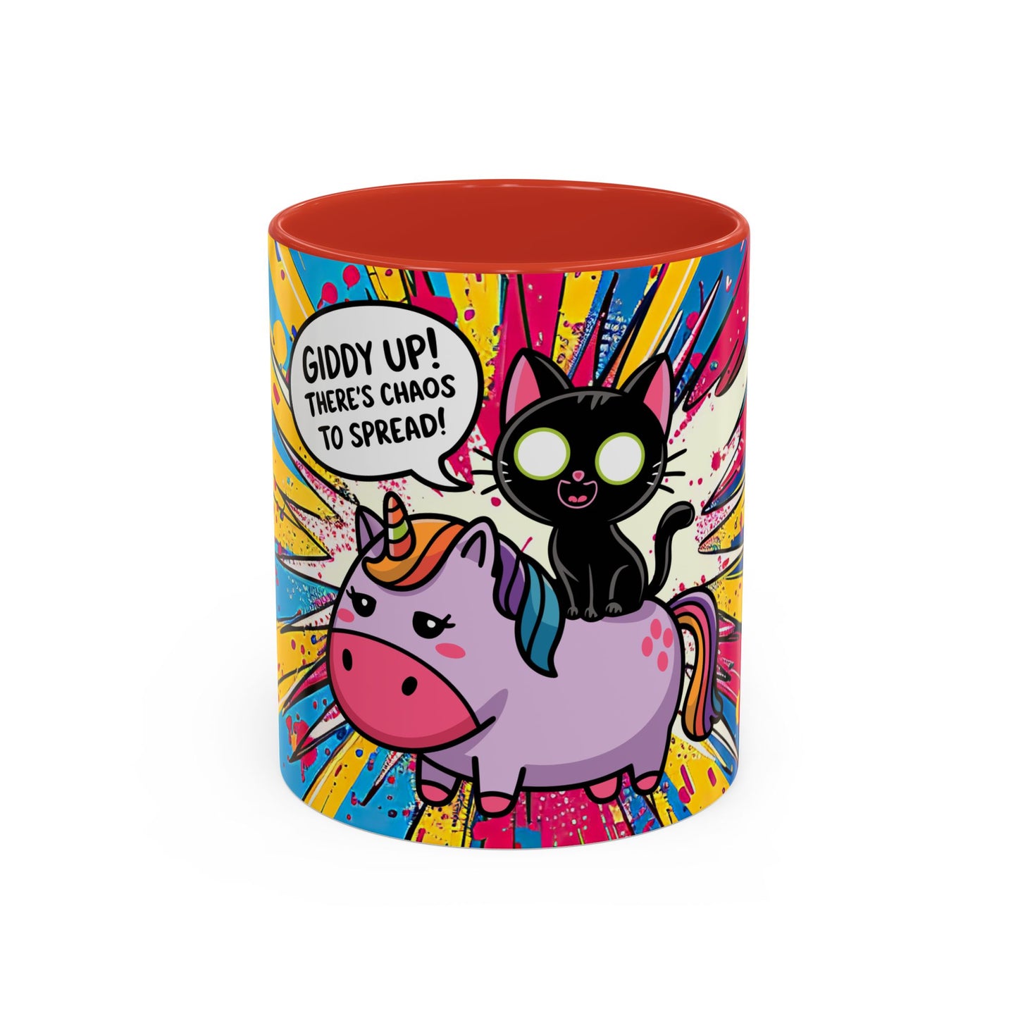 Giddy Up There's Chaos To Spread, Unicorn Cat Design - (11oz or 15oz) Coffee Mug