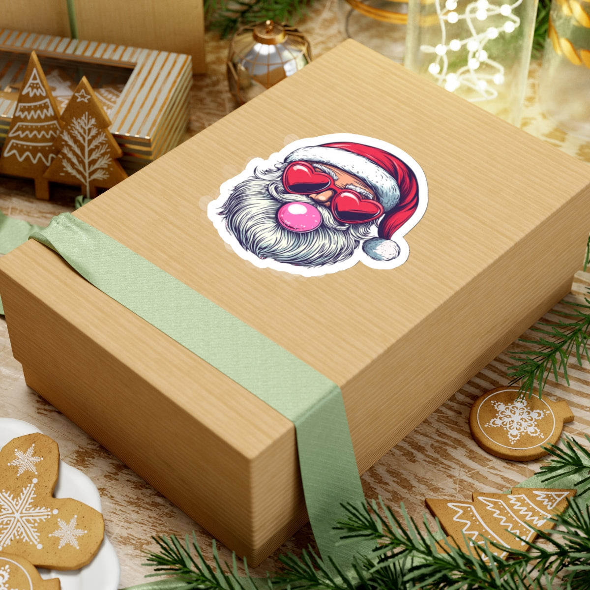 Christmas Stickers - Retro Bubblegum Santa
