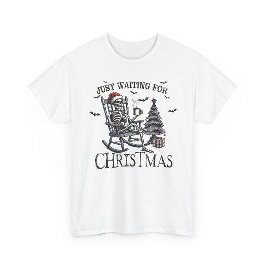 Just Waiting For Christmas Skeleton - Unisex Tee