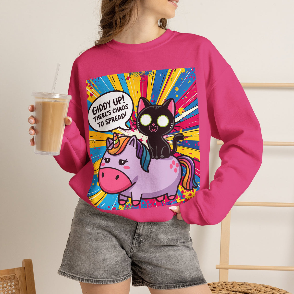 Giddy Up There's Chaos to Spread - Crewneck Sweatshirt