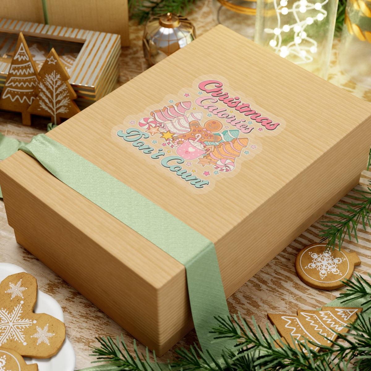 Kiss-Cut Stickers - Christmas Calories Don't Count, Christmas Cookies