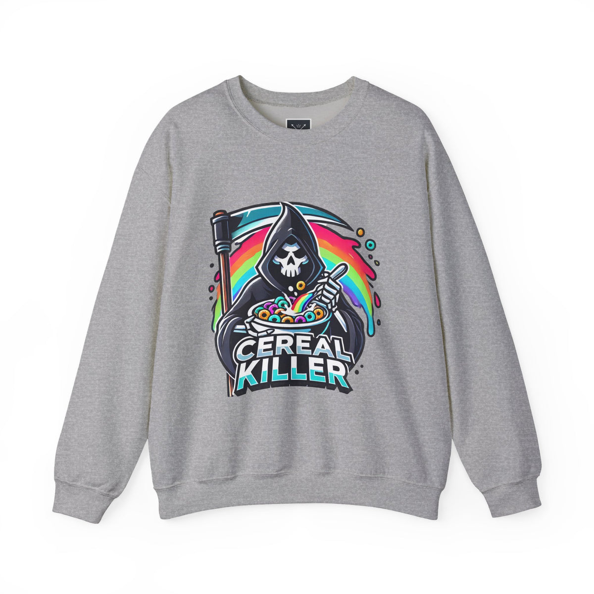 Cereal Killer Crewneck Sweatshirt — Funny Grim Reaper Cereal Graphic
