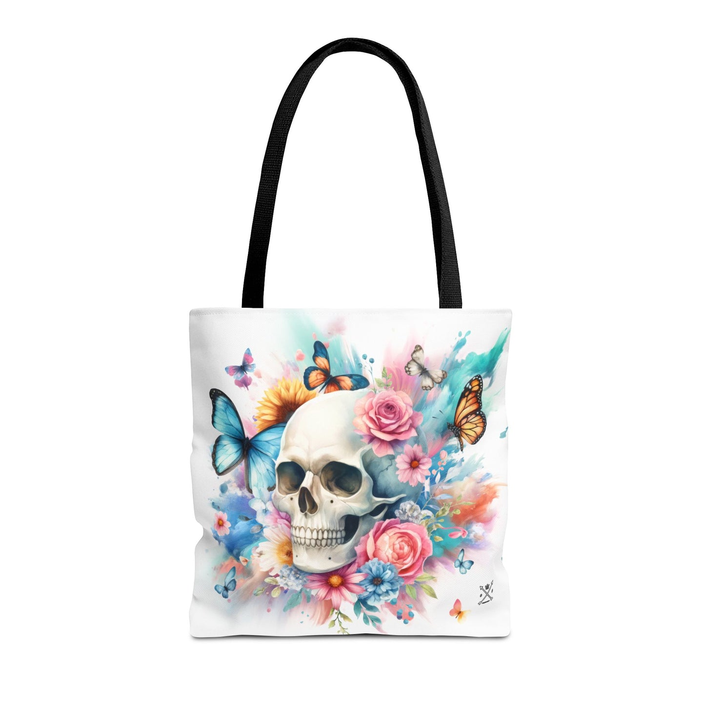 Watercolor Skull and Butterflies (white) - Tote Bag (AOP)