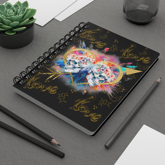 Love is Golden Watercolor (black) - Spiral Notebook - Ruled Line