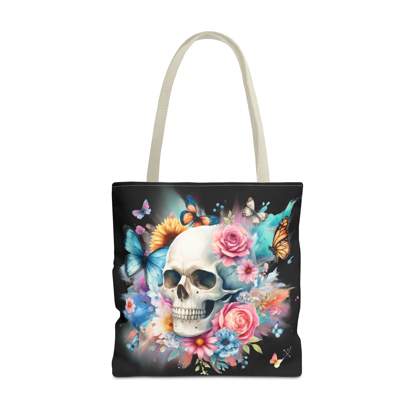 Watercolor Skull and Butterflies - Tote Bag (AOP)