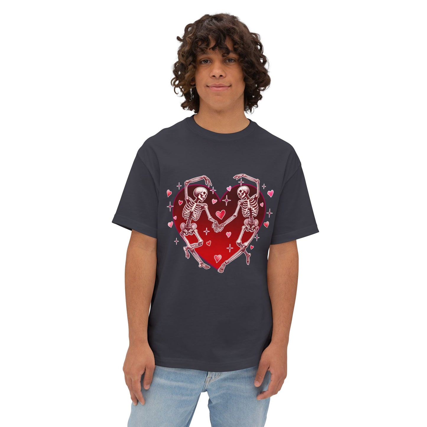 Skeleton Heart Lovers - Unisex Oversized Boxy T-shirt