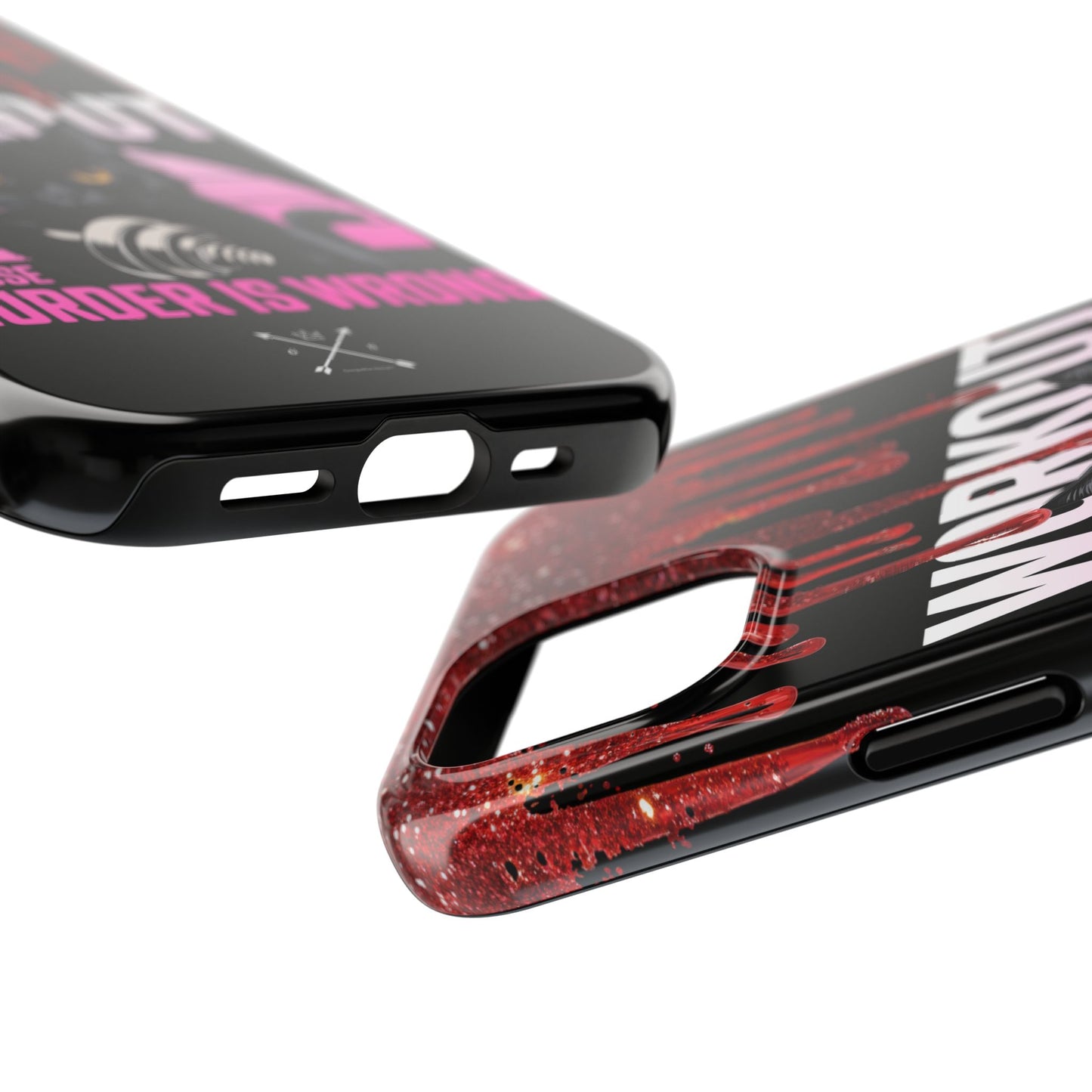Edgy Cat Tough Phone Case - 'Workout Because Murder Is Wrong'