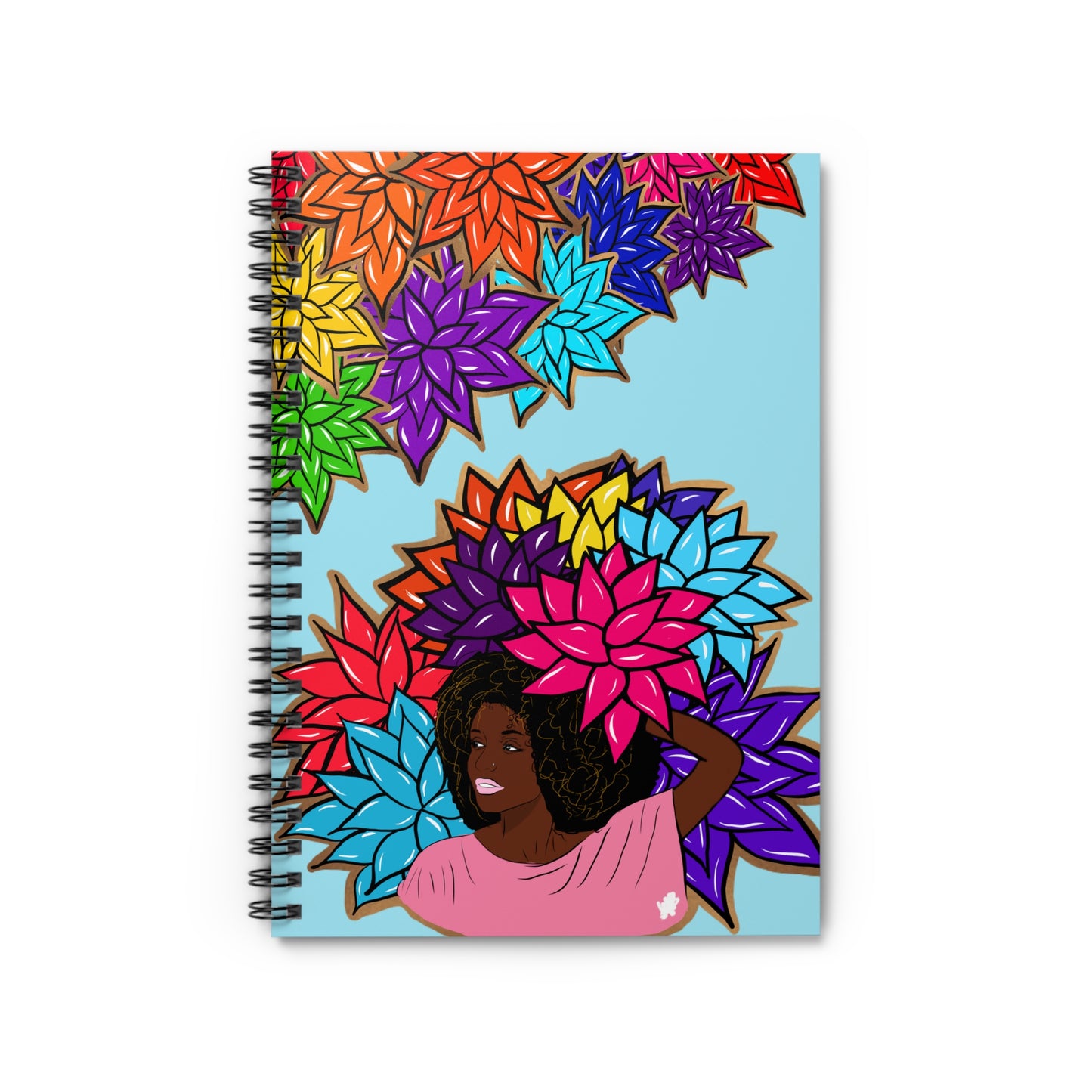 Beauty with Flowers - Spiral Notebook - Ruled Line