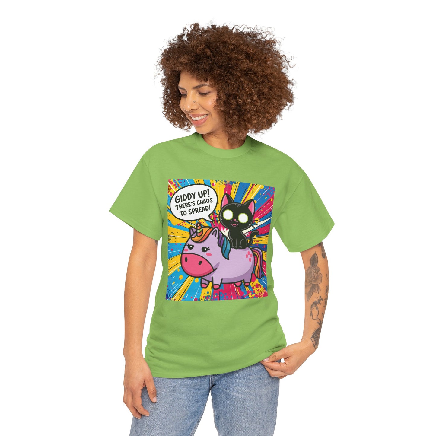Giddy Up There’s Chaos To Spread - Unisex Heavy Cotton Tee
