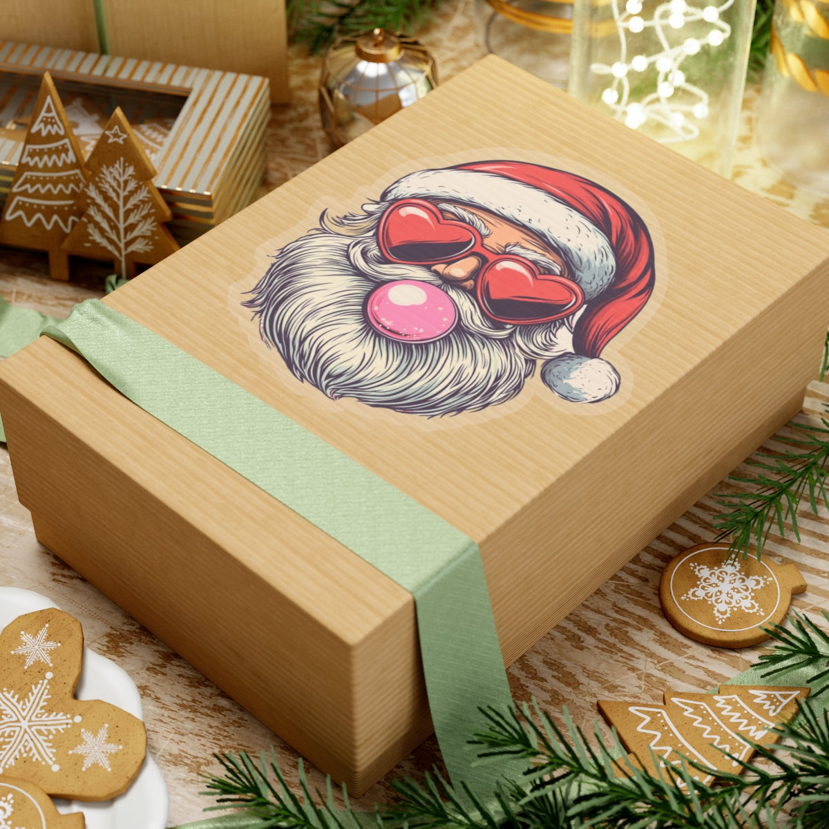 Christmas Stickers - Retro Bubblegum Santa