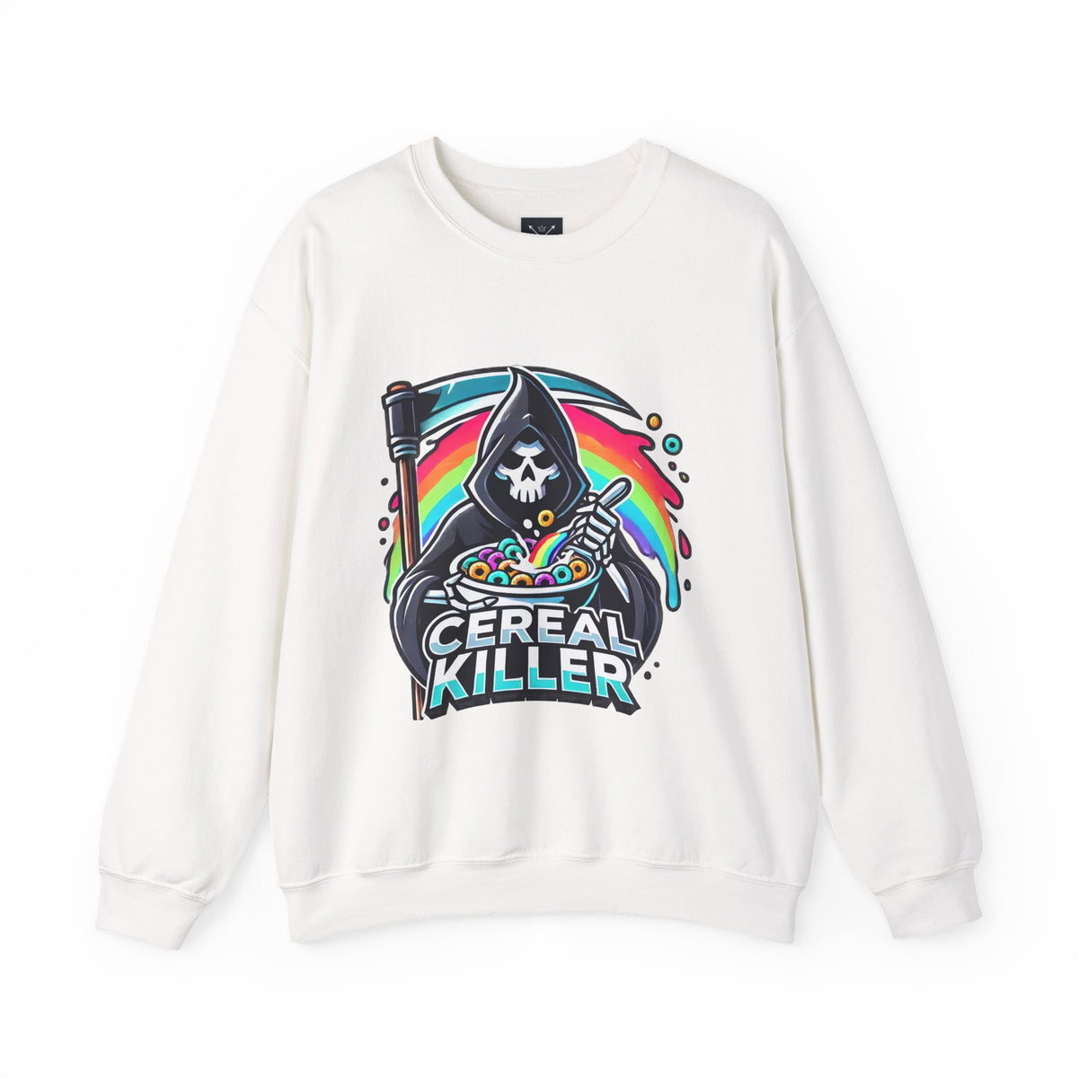 Cereal Killer Crewneck Sweatshirt — Funny Grim Reaper Cereal Graphic