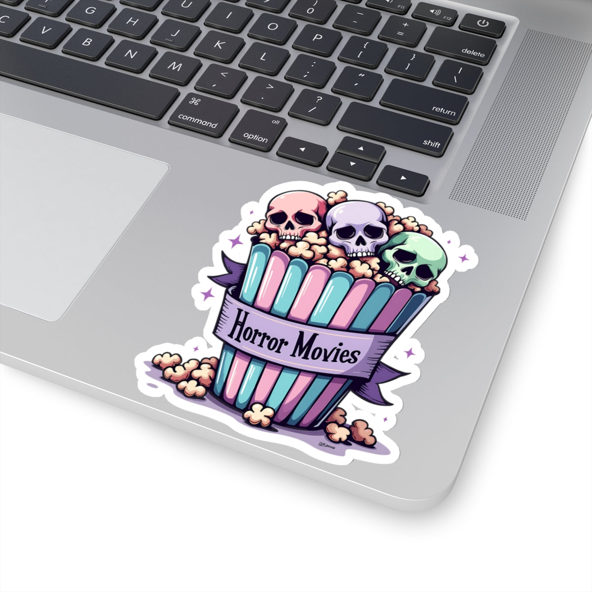 Horror Movies Popcorn Bucket and Skulls - Kiss-Cut Stickers