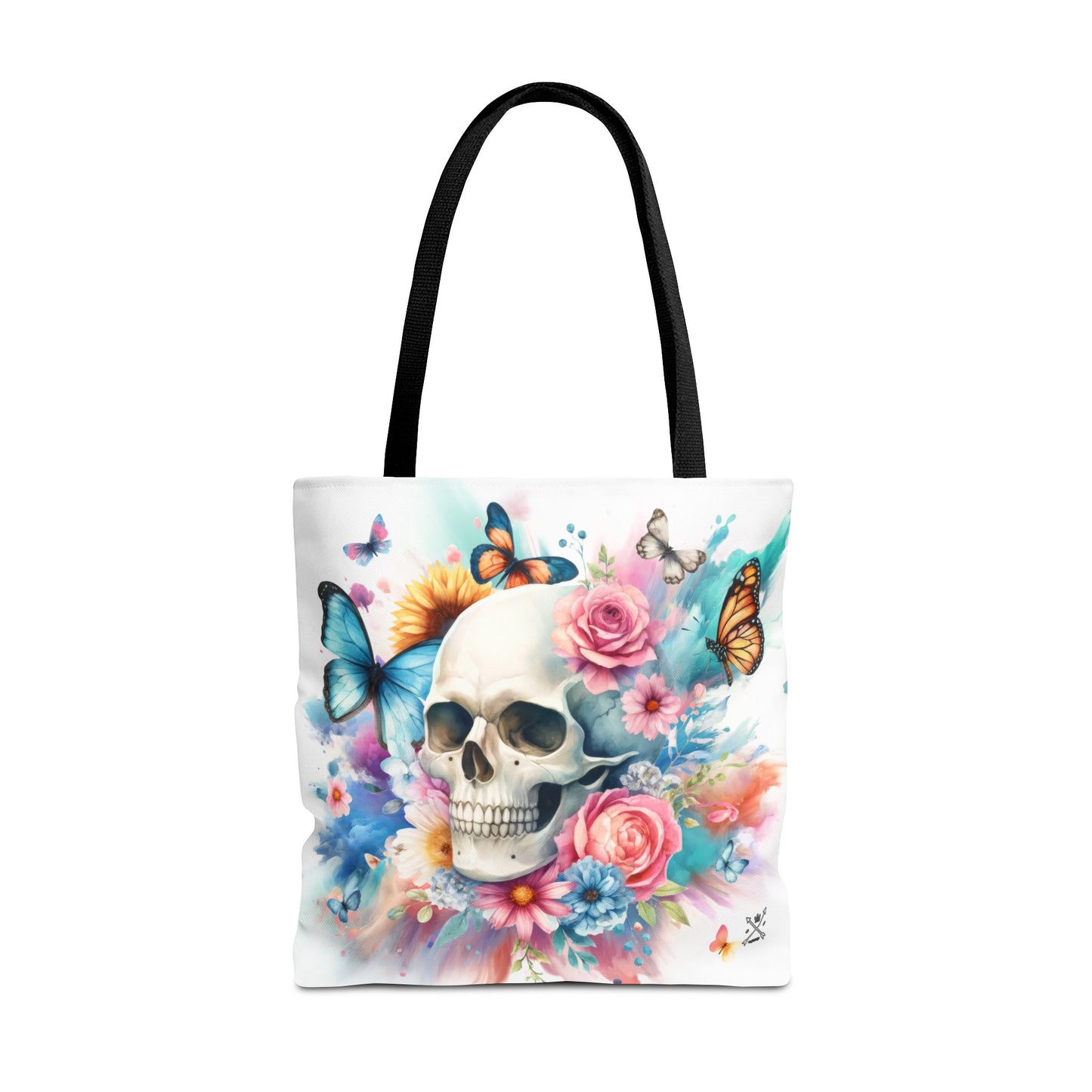 Watercolor Skull and Butterflies (white) - Tote Bag (AOP)