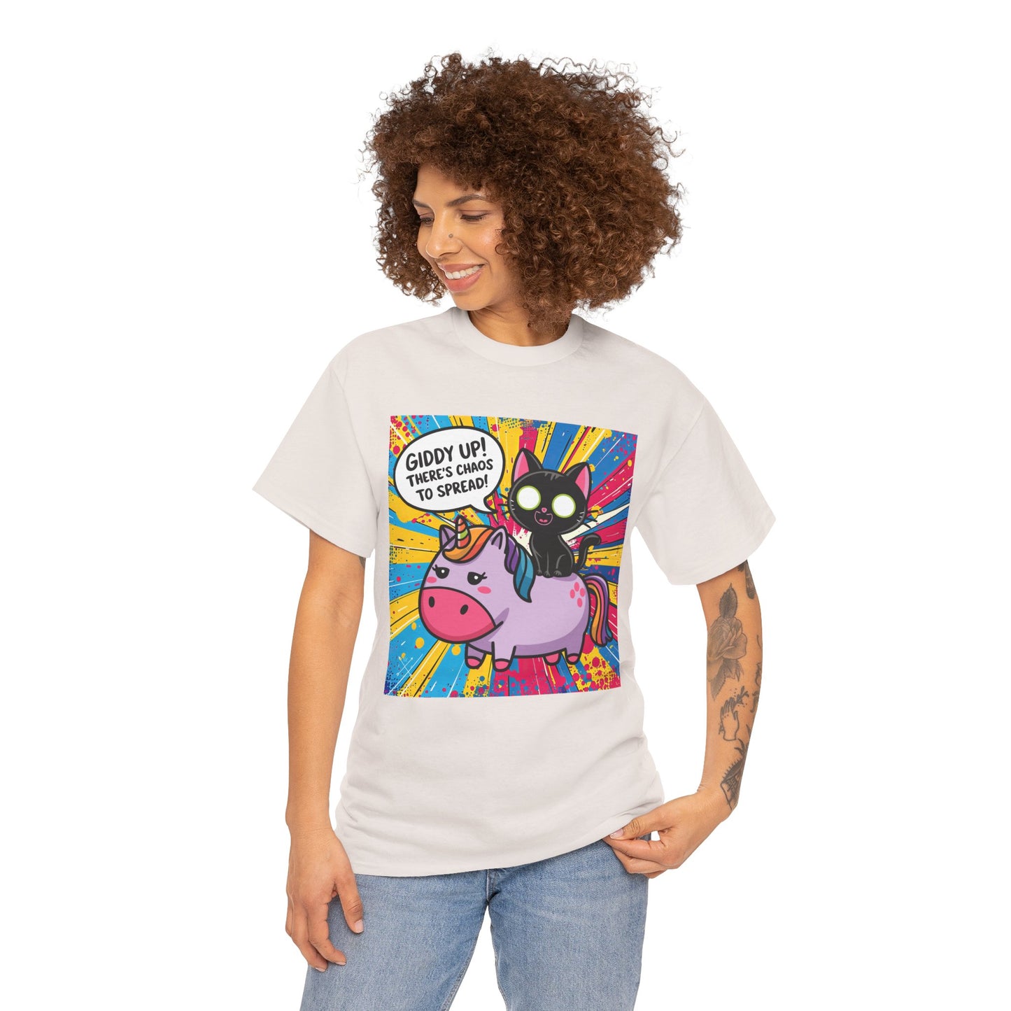 Giddy Up There’s Chaos To Spread - Unisex Heavy Cotton Tee