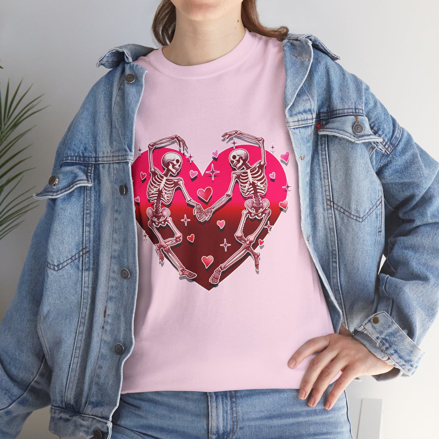 Skeleton Lovers Heart Graphic - Unisex Heavy Cotton T-shirt