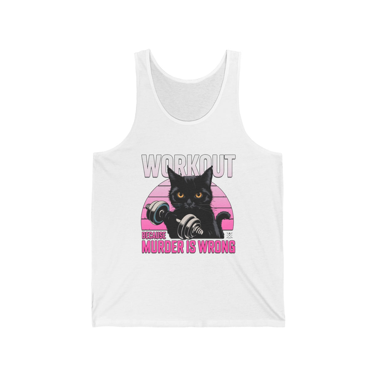 Unisex Funny Cat Workout Jersey Tank - 'Murder is Wrong'